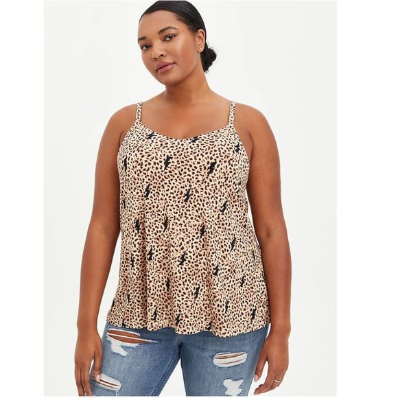 Torrid Size 3X 22-24 Lightning Bolts and Leopard Print Swing Cami - Picture 1 of 5